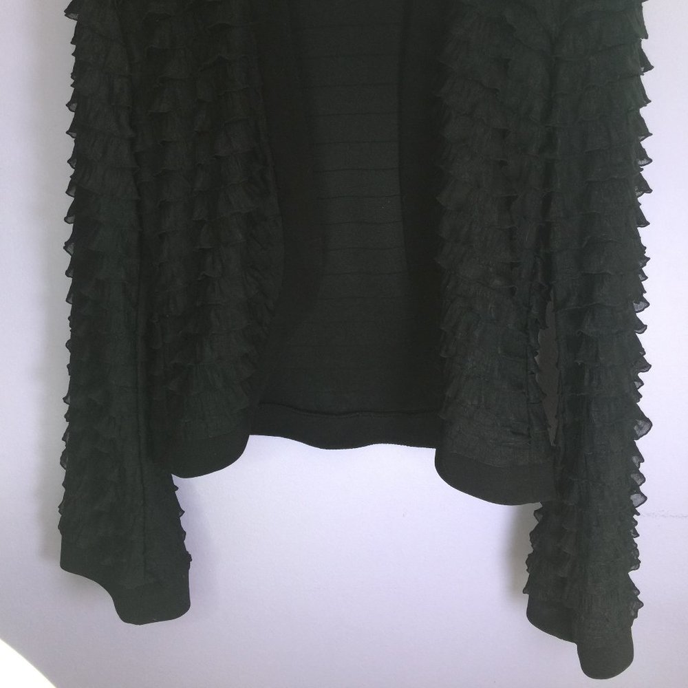 Fashionable Black Ruffled Short Jacket - Light - Picture 2 of 8